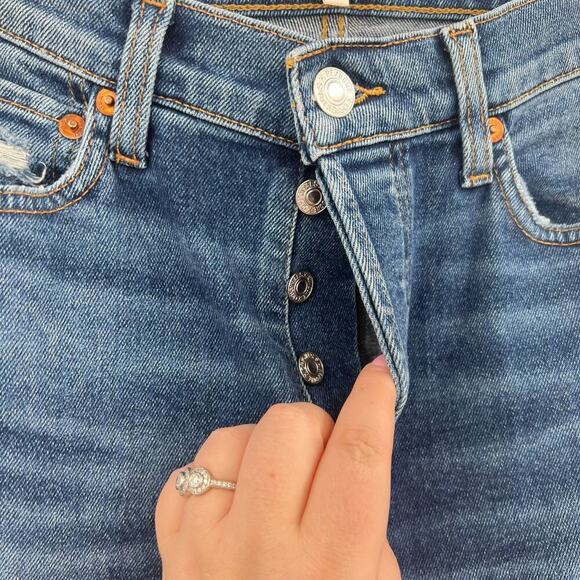 RE/DONE 70s Stove Pipe Jeans Worn True Indigo Blue Denim Size 26 - Picture 5 of 15